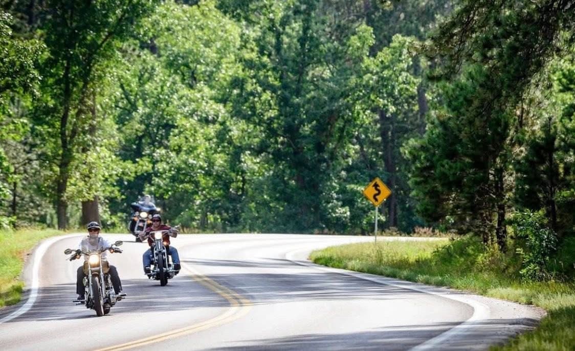 Custom motorcycle at Sturgis Rally near Rush No More