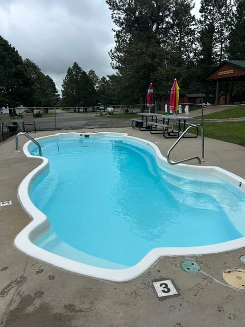Heated swimming pool at Rush No More RV Resort in Sturgis, SD