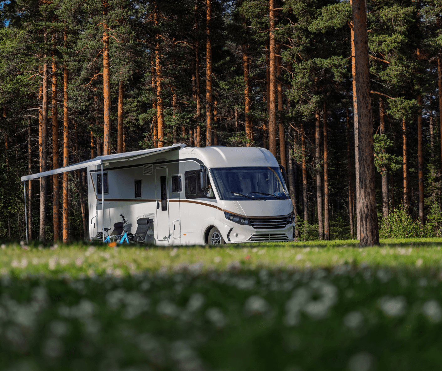 RV camper at Rush No More — full hookup RV park near Mount Rushmore in Sturgis, SD